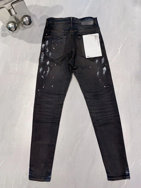 Jeans di marca ROCA viola, vernice high street, strappati, alla moda, riparazione di alta qualità, pantaloni in denim attillati a vita bassa