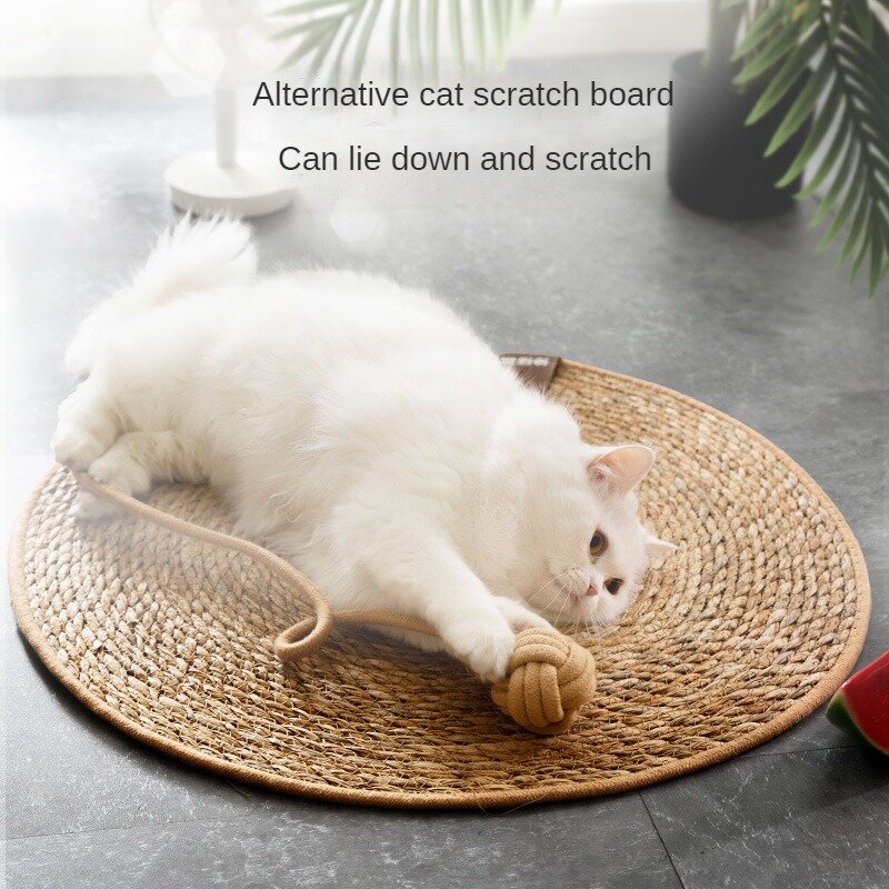 Natural Papyrus Mat Suitable for All Seasons round Rattan Cat Scratch Board Cat Scratching Pad No Dandruff Pet Cat Supplies