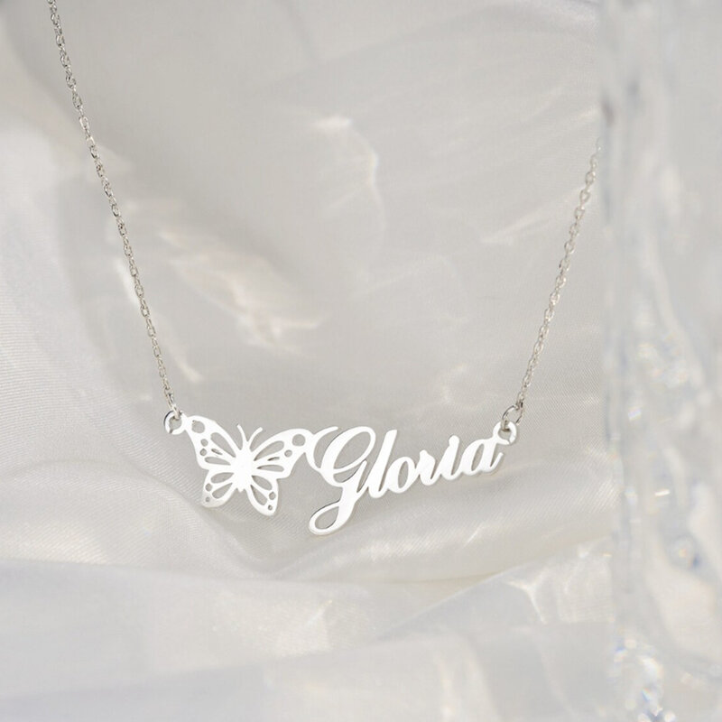Индивидуальное ожерелье с именем бабочки с минималистичной индивидуальностью для мамы, друзей и ее лучший подарок
