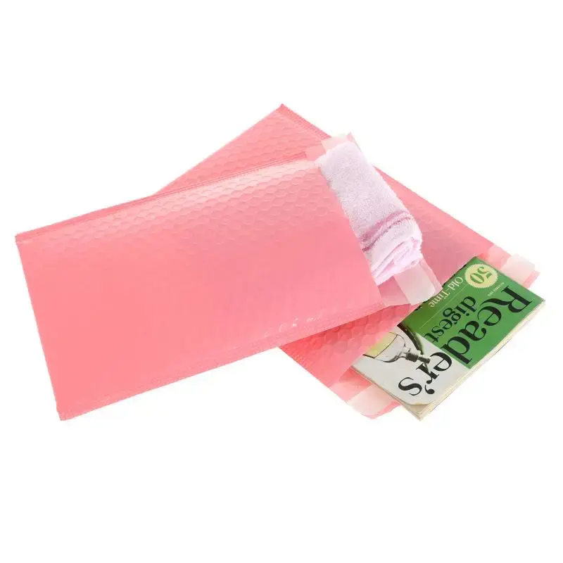 Tas amplop berbantalan gelembung, 20 buah pengirim gelembung Mailer Poly Shippng kemasan hadiah tas segel sendiri tas amplop bantalan gelembung merah muda