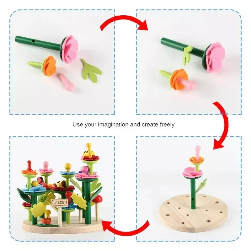 Kinder Puzzel Blokken Kleine Tuin Houten Veelzijdige Tuin Diy Creatieve Bouw Meisje Puzzel Speelgoed Kerstcadeaus