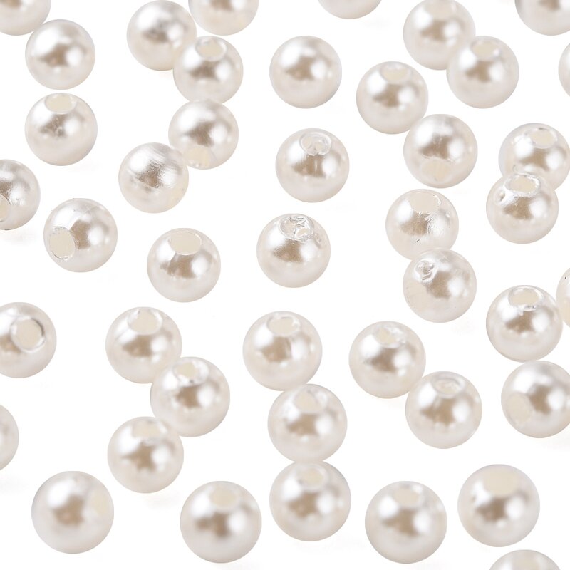 Cuentas acrílicas de perlas de imitación blancas cremosas, cuentas espaciadoras sueltas para pendientes, pulsera, collar, hallazgos para hacer joyas, 1 libra