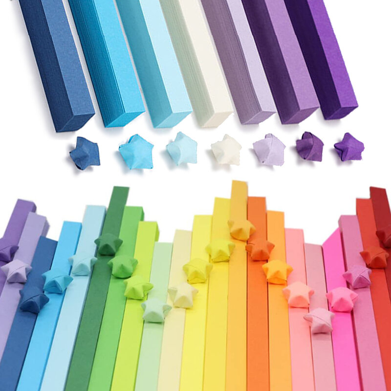 Dupla Face Lucky Star Origami Tiras De Papel, Papel Dobrável Colorido, DIY Artes Da Mão, Decoração Da Casa, 27 Cores, 540 Folha