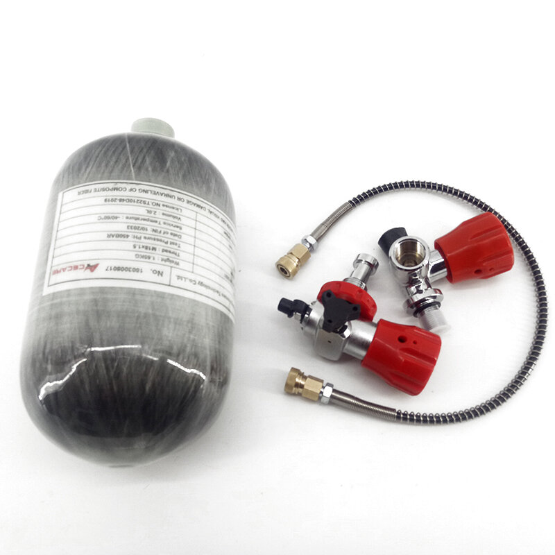 ACECARE-tanque de fibra de carbono con válvula, estación de llenado, cilindro de alta presión comprimido, 30Mpa, para buceo, 2L, CE