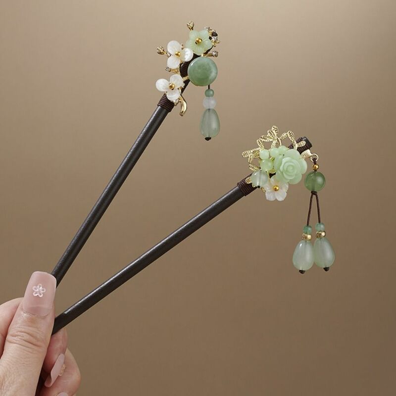 Handmade Tassel Hair Sticks Fashion Exquisite Flowers Bundled Hair Pin Retro Style Headwear