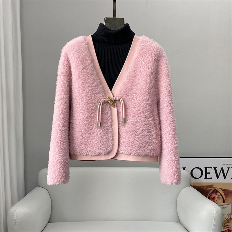 Aorice-Chaqueta de piel de lana auténtica para mujer, parka cálida, abrigos, CT208