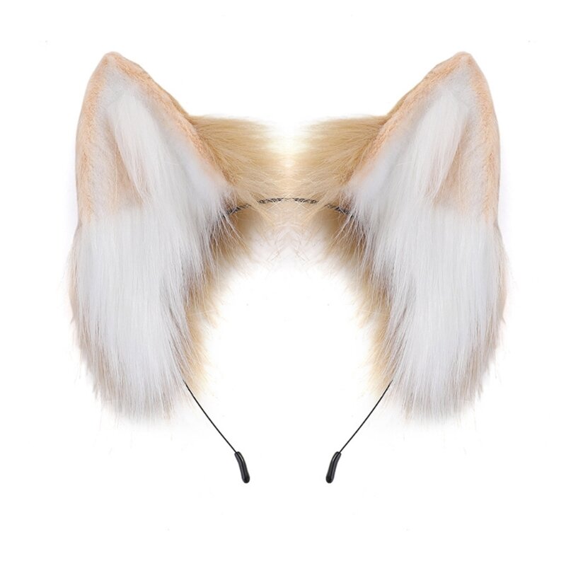 Ikat Kepala Telinga Kucing Mewah Simpai Rambut Hewan Lucu untuk Gaun Pesta Ikat Kepala Bulu Palsu Kucing Aksesori Rambut Kostum