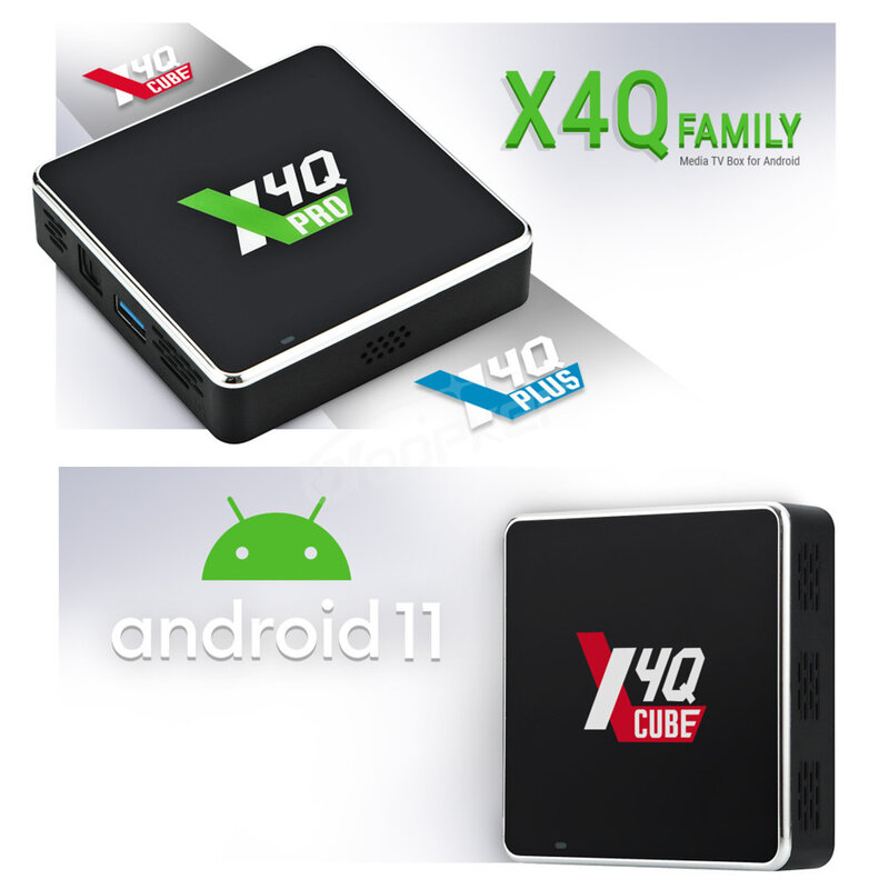 Ugoos X4Q برو صندوق التلفزيون الذكية أندرويد 11 Amlogic S905X4 LPDDR4 4GB 64GB AV1 HDR 1000M BT5.1 4K مجموعة صندوق X4Q زائد 4GB32GB X4QCube