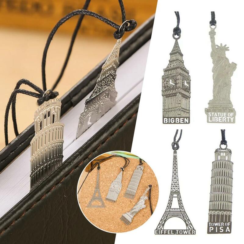 Travel Joural Bookmark Notebook Metal Bookmark Cover Retro Iron Tower Accessories Small Metal Vintage Decoration Bookmark B7V5