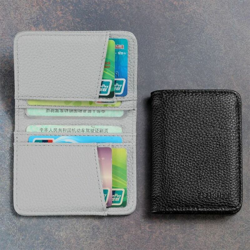 Universal PU Leather Card Case para Homens e Mulheres, Multi-Card Slot, Business Card Case, ID Package, cor sólida