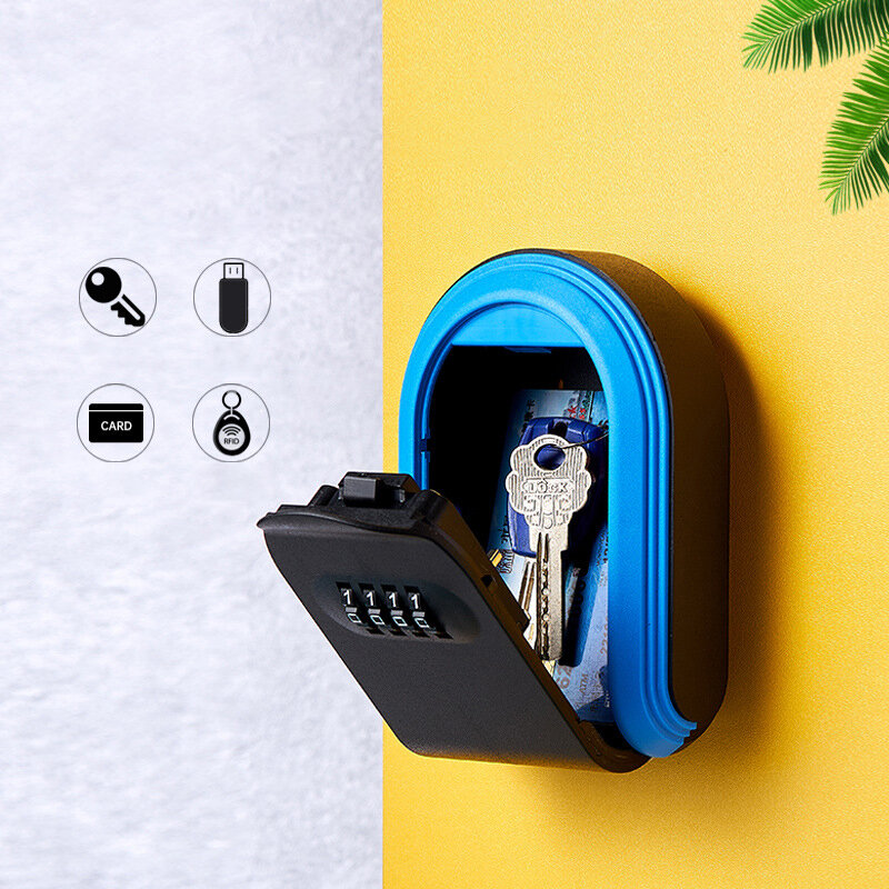 Wall Mount Key Storage Secret Box Organizer 4 Digit Combination Password Security  Lock No Key Home Key Safe Box