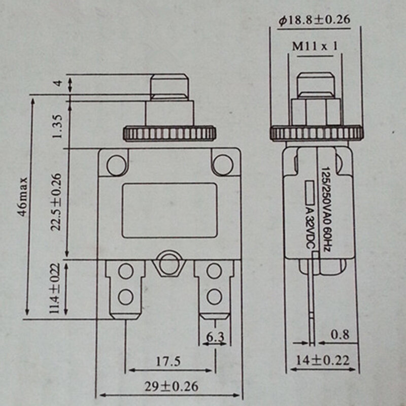 Disyuntor de interruptor térmico, Protector de sobrecarga de corriente, 1 Juego