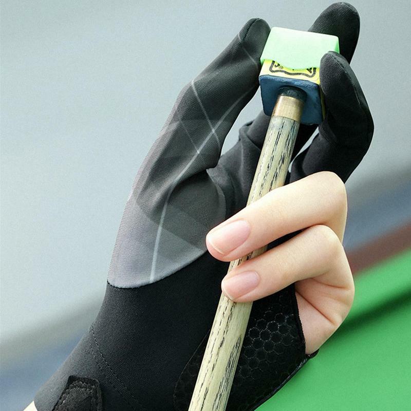 Luvas de treinamento de bilhar com adesivos de elasticidade, luvas para esquerda e direita, snooker de três dedos, acessórios antiderrapantes
