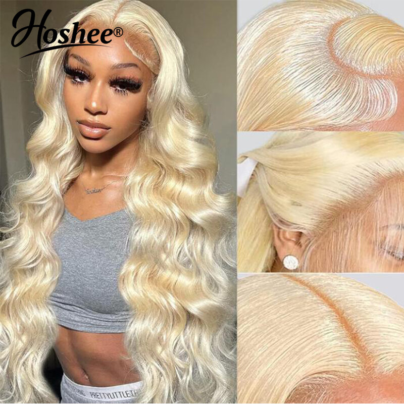 Miodowa blondynka w głębokim Body Wave13x4 HD przezroczysta koronka z przodu 100% ludzkich włosów peruka brazylijska bezklejowa przednia peruka dla kobiety