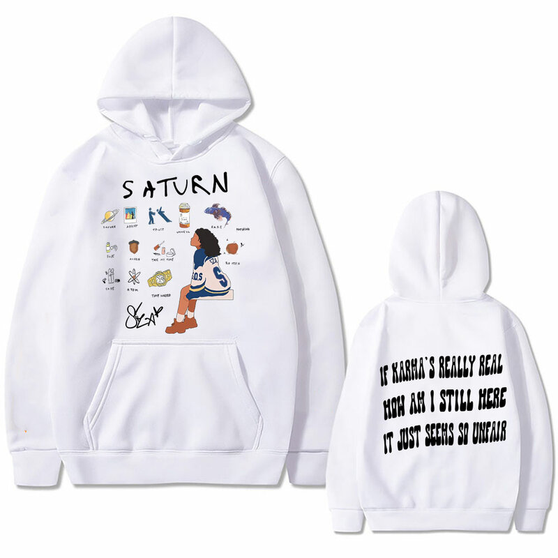 Новинка 2024, двусторонняя Толстовка Rapper диагональю альбома Saturn с графическим рисунком для мужчин и женщин, винтажная Толстовка в стиле хип-хоп большого размера, мужские повседневные толстовки