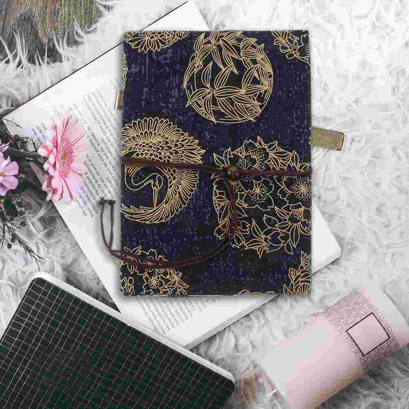 A5 Adjustable Book Cover Decorative Book Sleeve Crane Design Book Protector Hand-made Cloth Book Cover Hand Account Book