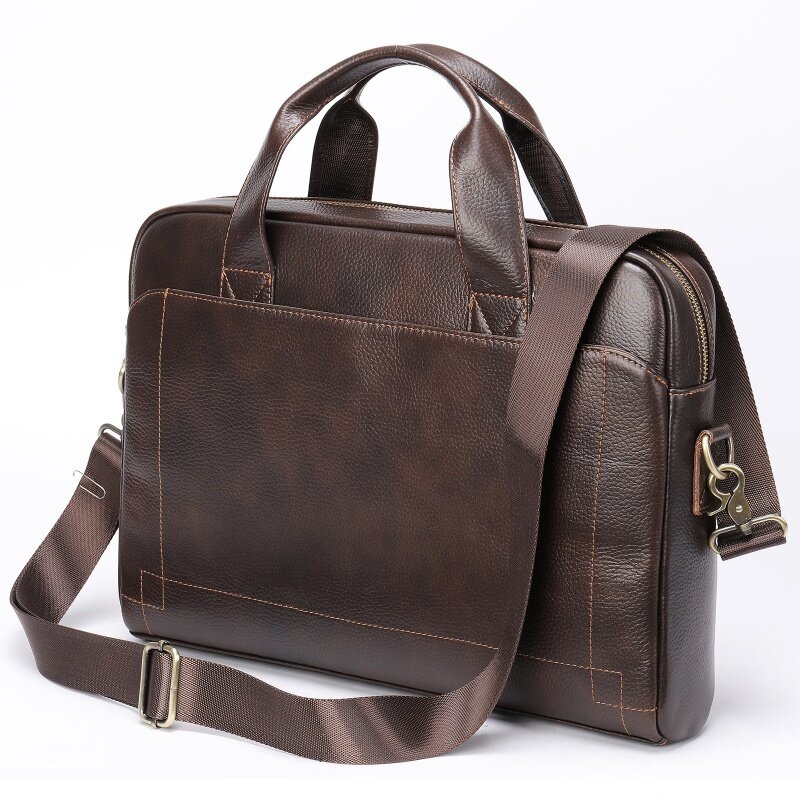 Винтажный Мужской портфель из натуральной кожи, роскошная сумка для ноутбука большой вместимости, деловой мессенджер на ремне для мужчин