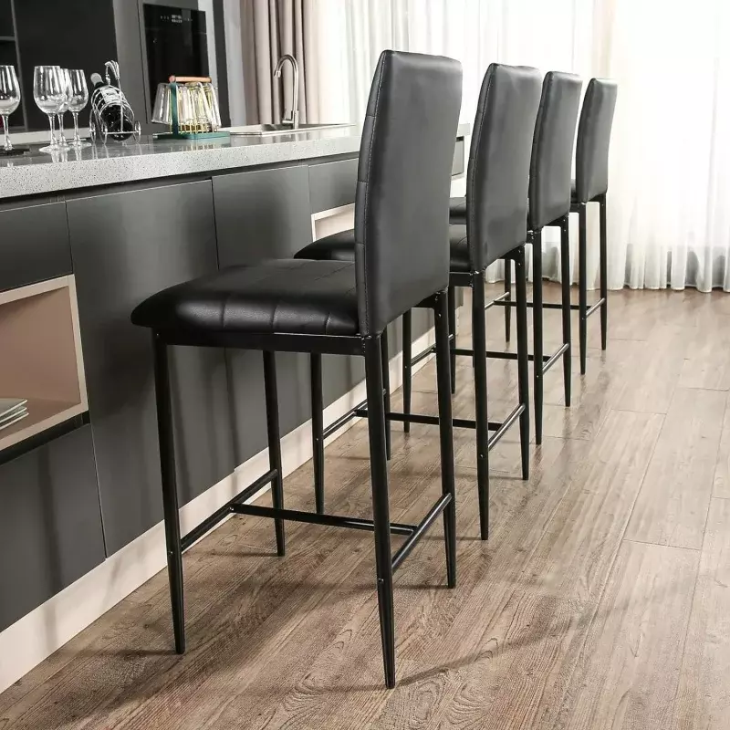 Counter Height Stools Set of 4 - Modern PU Leather Bar Stools Barstools for Kitchen Island - High Dining Room Chairs with Back,