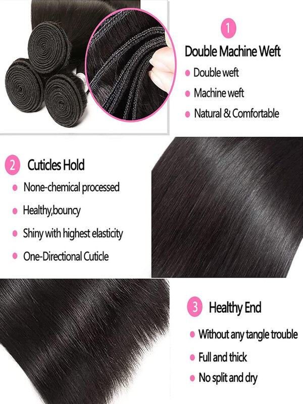 Brazilian Bone Straight Hair Weave Bundles 28 30 32" 1 3 Bundles Virgin Remy Human Hair Bundles Raw Hair Extensions Tissage
