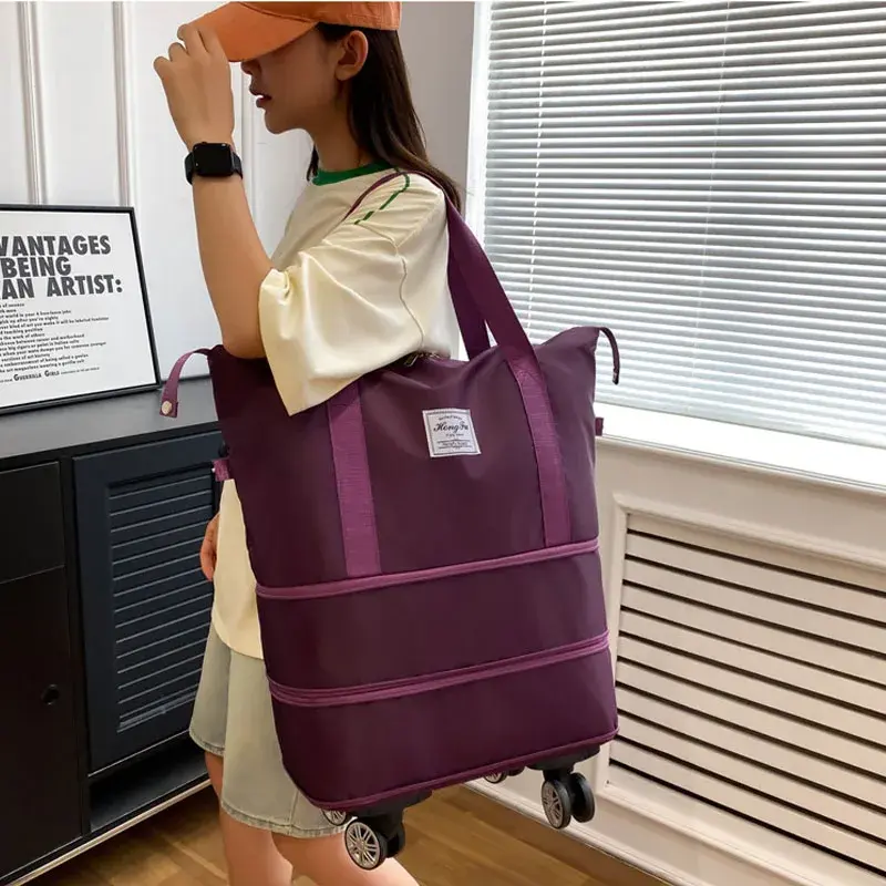 Многофункциональная Дорожная сумка на колесиках, портативная женская сумка для хранения багажа, вместительная сумка для фитнеса