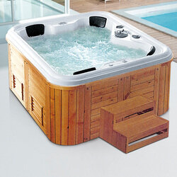 Baignoire à remous extérieure en acrylique FiViolet, couleur grain de bois, spa valide, bain à remous