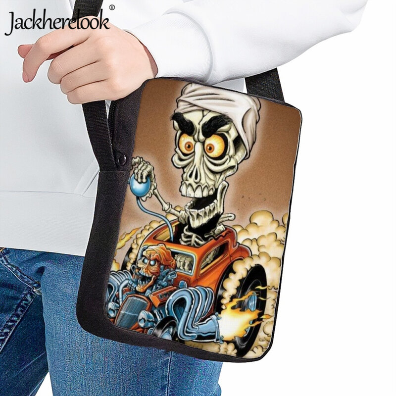 Jackherelook Jeff Dunham Horror Crânio Crianças Crossbody Bag Lazer Viagem Compras Shoulder Bag Prático Escola Primária Lunch Bag