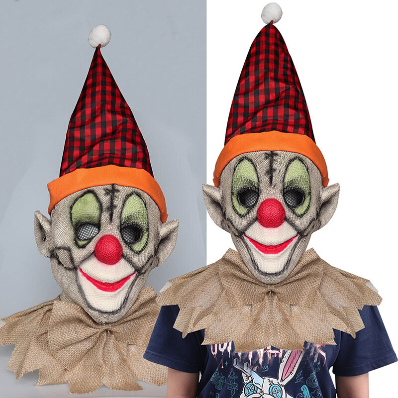 Máscara de payaso de lino de Terror para Halloween, sombrero de payaso de retorno de ALMA, disfraz de Pascua, accesorios de actuación