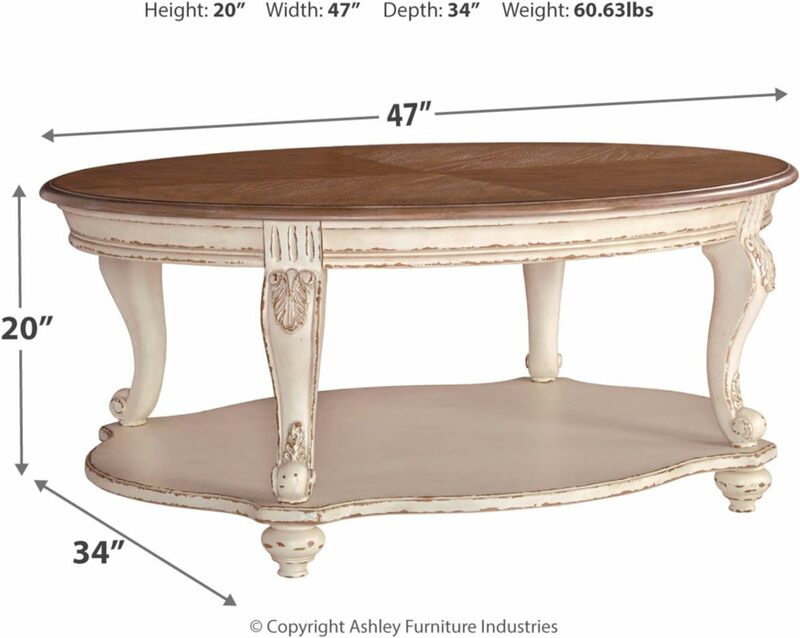 Table basse Signature Design by Ashley Realyn Casual Cottage, blanc antique et marron
