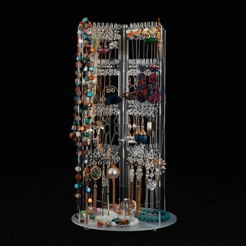 Органайзер для сережек, большая акриловая вешалка, 4-уровневый держатель для сережек, ожерелий, браслетов, стеллаж для демонстрации ювелирных изделий, стойка-башня