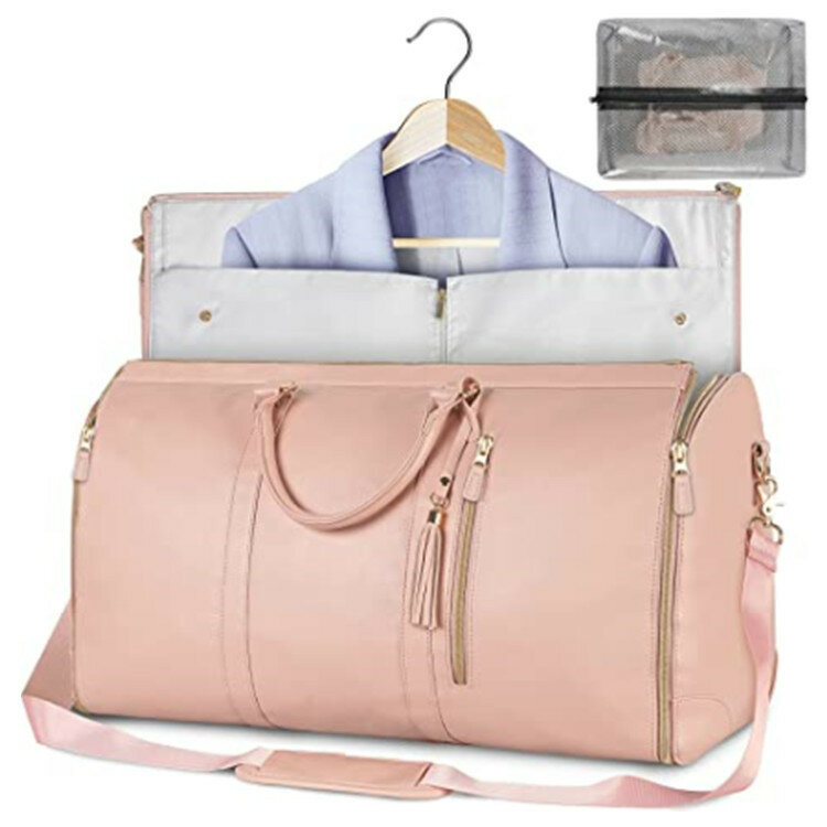Foldable Women's Travel Duffels Convenient Carry-on Clothing Bag Large PU Leather Duffel Bag Women's Business Travel Bag