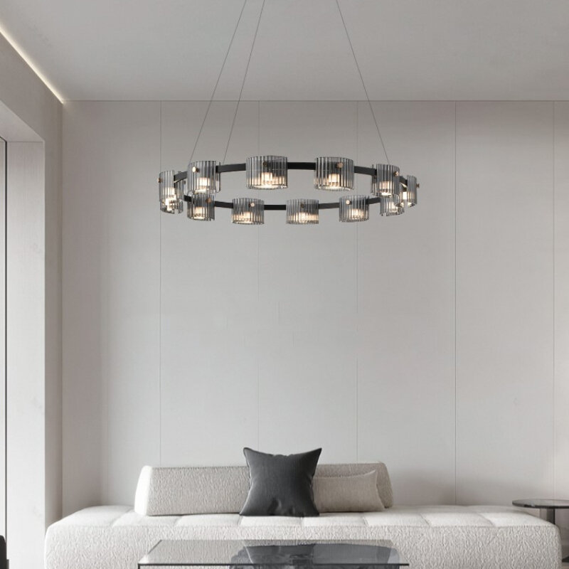 Gestreifte Glas Pendel leuchte moderne Luxus kreative LED Metall Licht für Wohnzimmer Esszimmer Hotel Lobby Bar Villa runden Kronleuchter