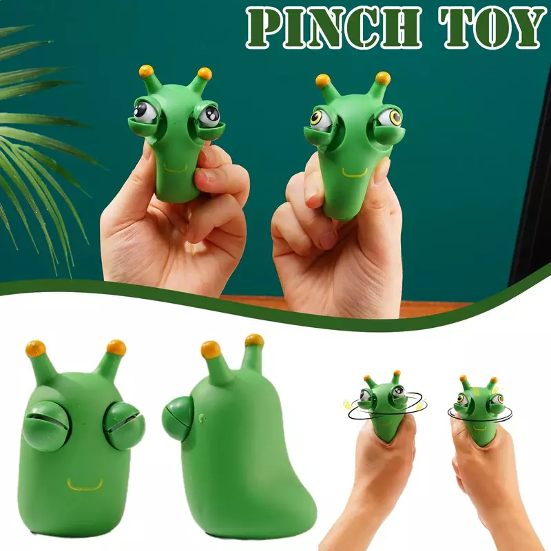 1-3Pcs Cute Googly Eyes Crawly Worm Burst Eyes Decompression Children's Puzzle Pinch Music Interactive Toys Gift Funny Bug Toy