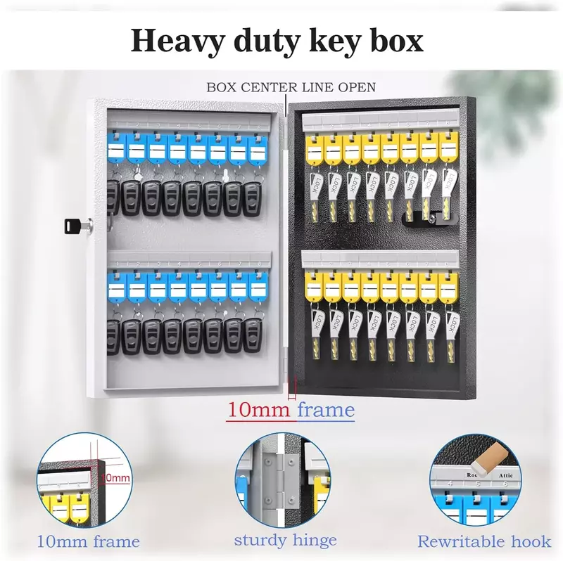 WeHere Key Lock Box Wall Mounted (32 Keys), Roller Mechanical Password Lock,key Cabinet with Combination Lock and 16 Key Labels