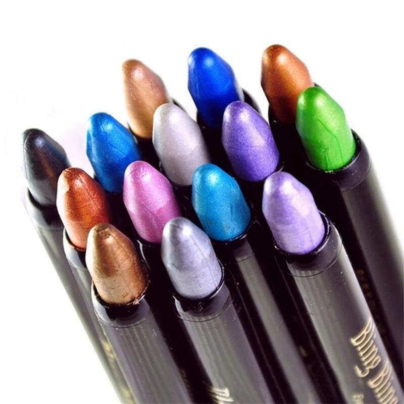 Glitter Eyeshadow Pen Waterproof Shimmer Eye Shadow Stick Metallic Highlighter Longlasting Eyeliner Pencil Women Makeup Tools