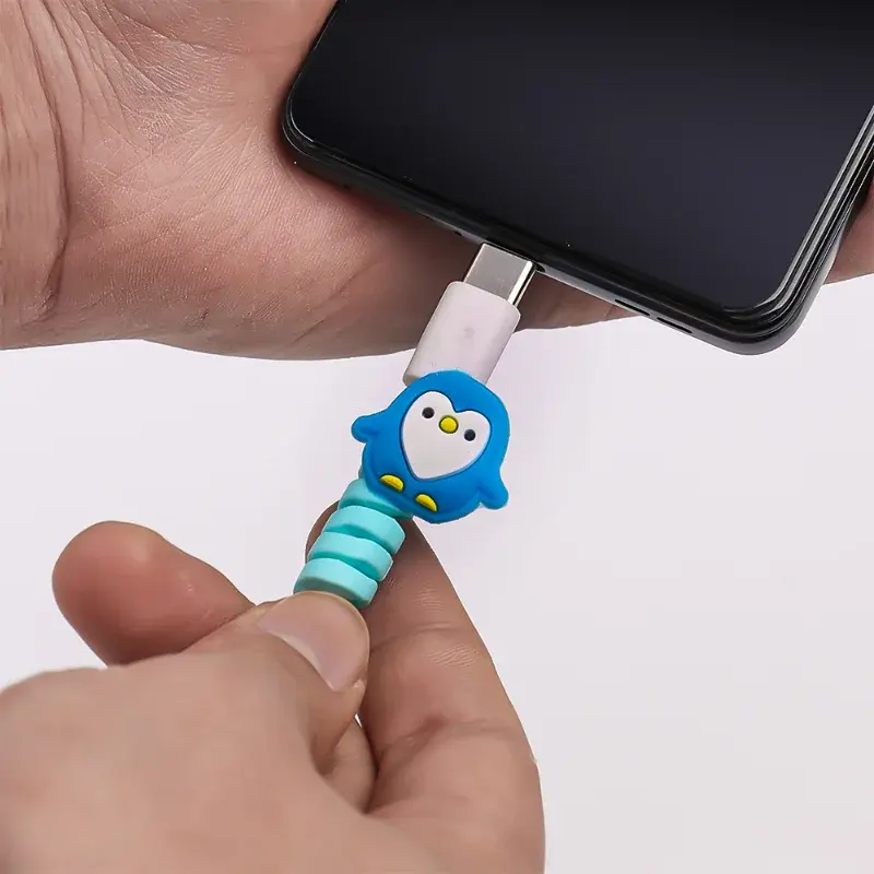 Cute Cartoon Wire Cable Protector Universal Mobile Phone Carregamento Porto Capa Protetora para Huawei Xiaomi Samsung Cabo De Carregamento