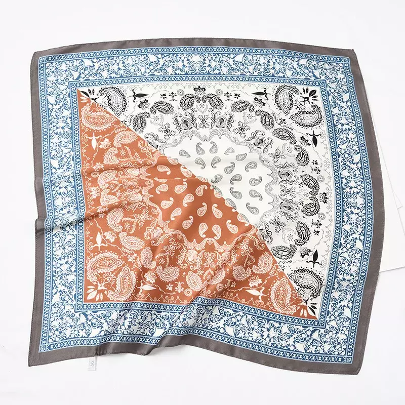 70cm Mode Paisley Print Tuch Haar Schal Für Frauen Silk Satin Stirnband Hijab Schals Weibliche Square Neck Schals Für damen