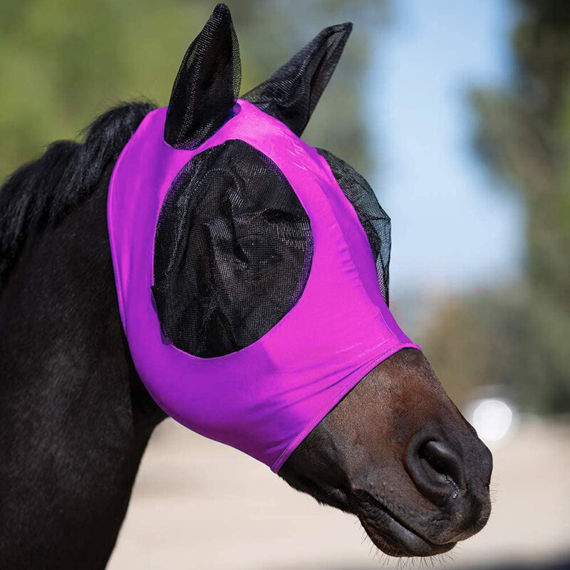 Horse Fly Mesh Face Guard With Ears Comfort Elasticity Soft Sun Protection Equine Mask Horses -Masks Stretch Bug Eye Horse Mask