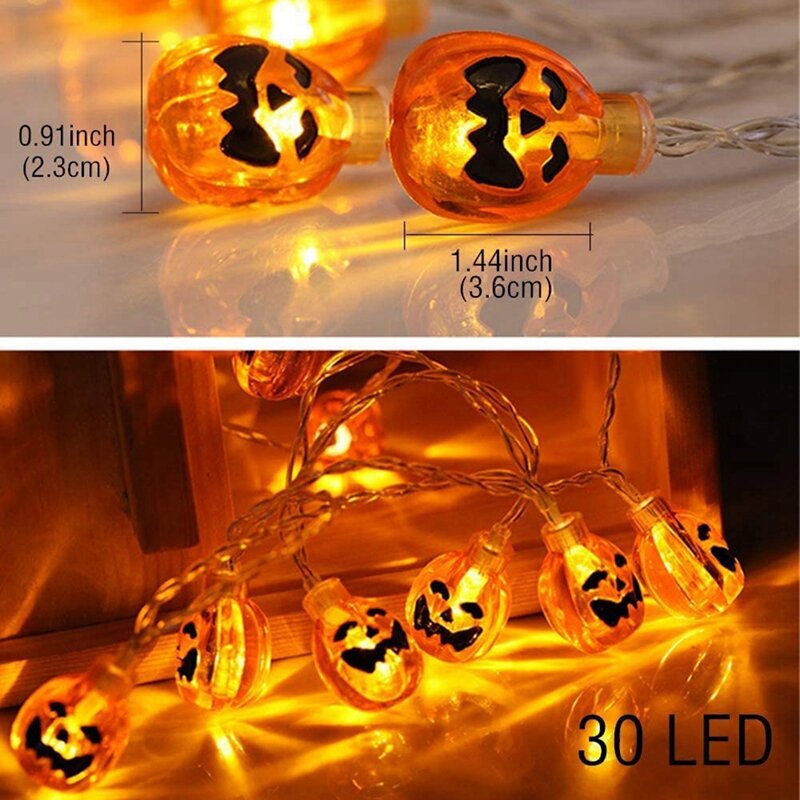 Halloween Dekor Kürbis Lichterketten, 9,8 Fuß 20 LEDs batterie betriebenes Halloween-Licht, Halloween-Dekoration im Freien