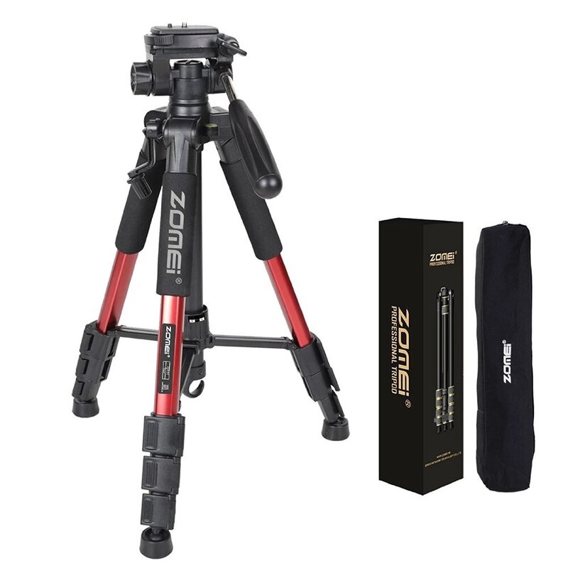 Zomei Q111ขาตั้งกล้องและหัวกระทะอลูมิเนียมแบบพกพาสำหรับการเดินทางแบบมืออาชีพสำหรับกล้องดิจิตอล SLR DSLR สามสี