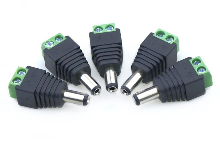 5pcs 5.5mm x 2.1mm Female Male DC Power Plug Adapter for CCTV Cameras Single Color LED Lamp Strip