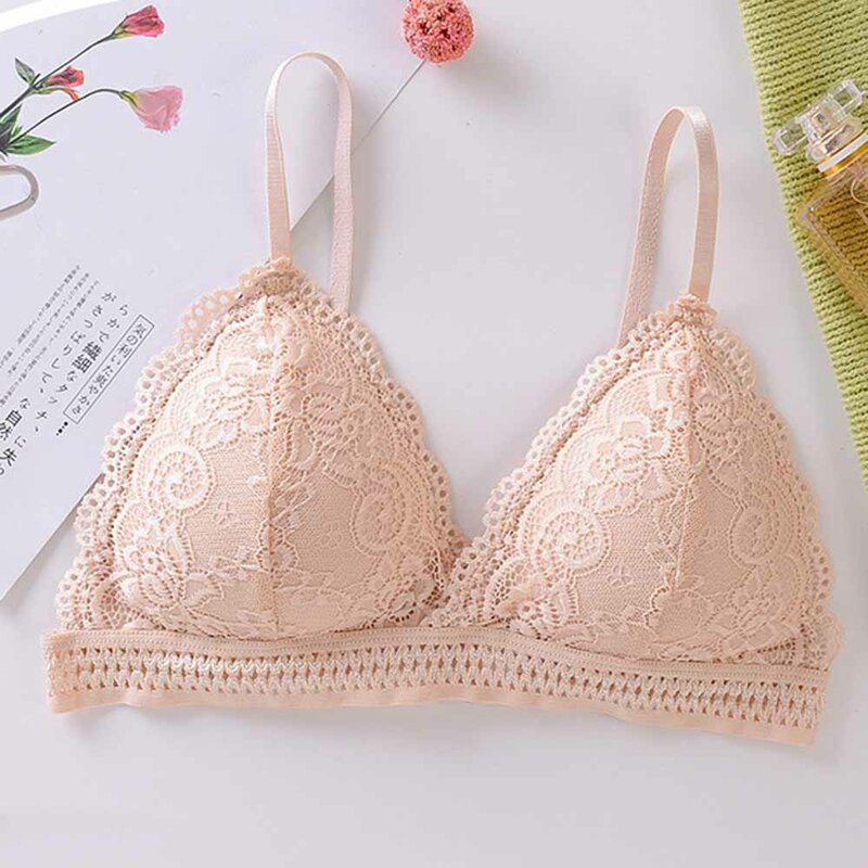 French Beautiful Back Bra Women'S Thin Lace Beautiful Back Bra No Steel Ring Sling Strap Small Chest Gather Up Support Bra