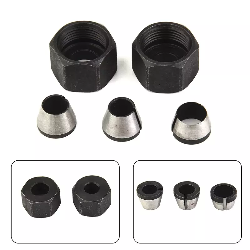Hot Sale High Quality Router Bit Collet With Nut Woodworking 1/4\" Carbon Steel Shank Adapter Trimming Machine