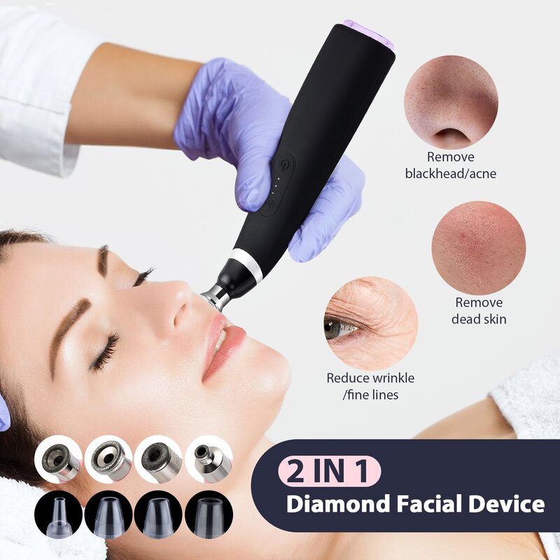 Portable Diamond Microdermabrasion Machine Facial Peeling Device Exfoliation Vacuum Blackhead Remover With 4 Diamond Peeling Tip