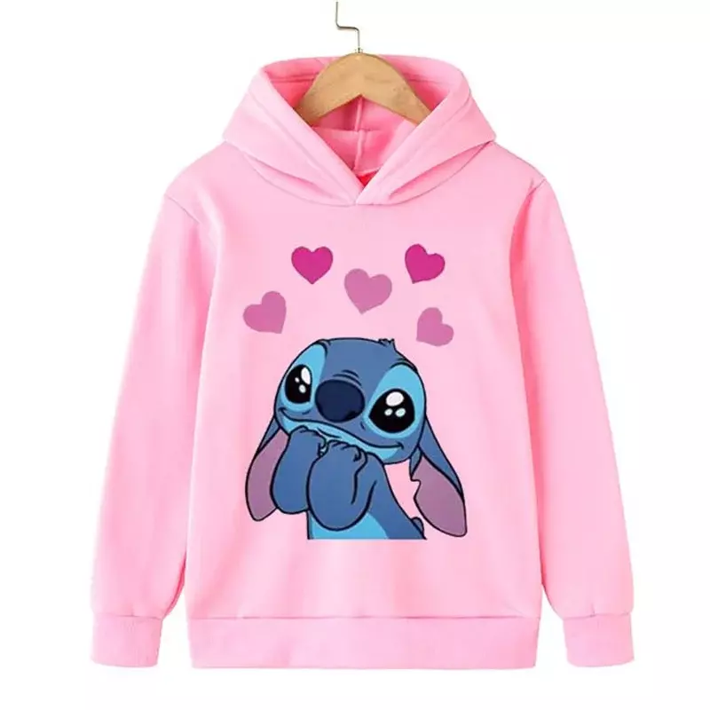Disney Stitch Anime Grafik Hoodies Jungen Mädchen drucken Hoodies 1-14 Jahre Kinder Kleidung Langarm Sweatshirt Drops hipping