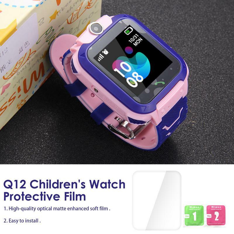Filme de tela de vidro HD para Smartwatch, protetores de tela para bebês e crianças, relógio inteligente, dureza 9H, Q12, 1 pc