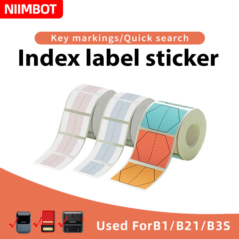 NIIMBOT-Index impressora térmica inteligente, etiqueta de cor adesivos, auto-adesivo, adequado para B21, B3S, B1, B203