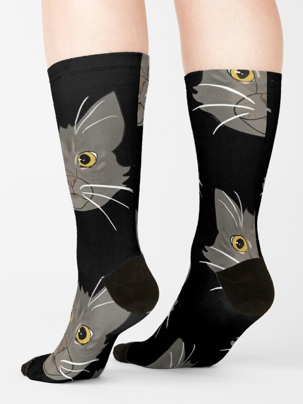 Graue Katze Gesicht Socken ästhetische japanische Mode Sport Strümpfe Socken für Männer Frauen