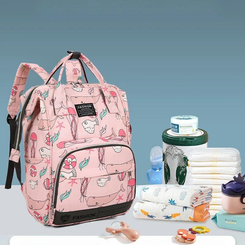 Mommy Diaper Bags Large Capacity Mother Travel Nappy Backpacks Maternity Nursing Bags Outting Bag Waterproof Storage Handbag