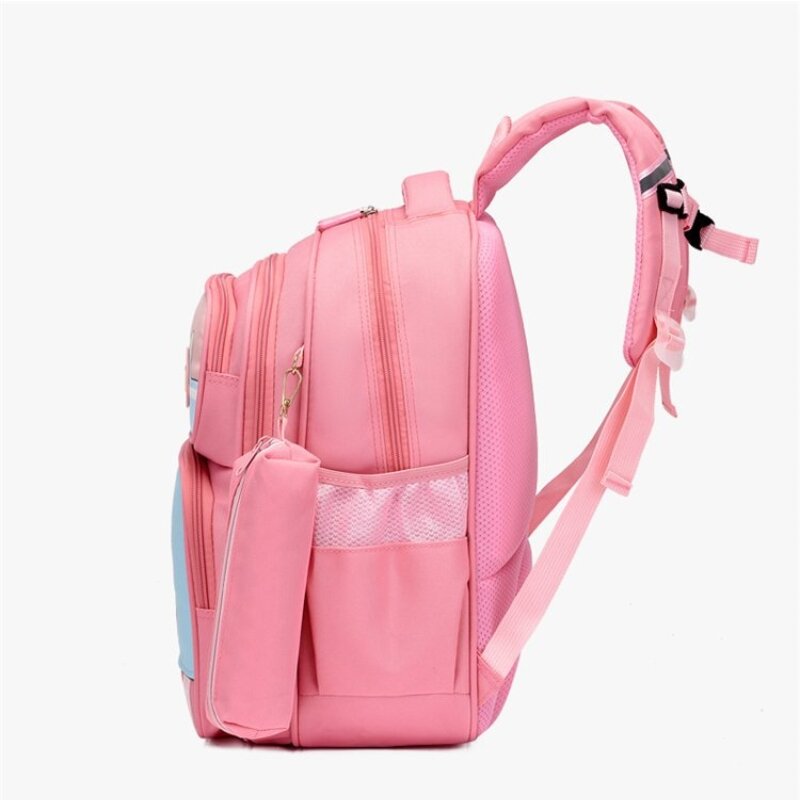 Bolsa de escola primária para meninos e meninas, mochila princesa dos desenhos animados, mochila impermeável casual com caneta, estilo bonito, 2023