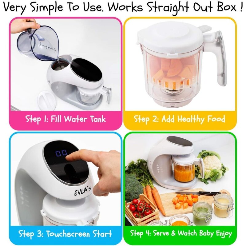 Baby Food Maker, Healthy Homemade Baby Food in Minutes, Steamer, Blender, Baby Food Processor, Touch Screen Control